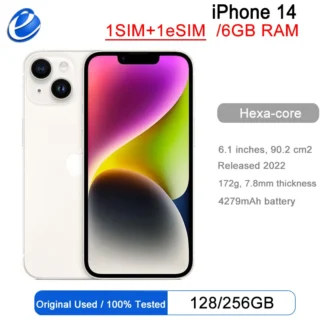 Original Apple iPhone 14 128GB 256GB ROM 6GB RAM 1 SIM 1 eSIM 6.1" Genuine Super Retina OLED Face ID NFC A15 5G