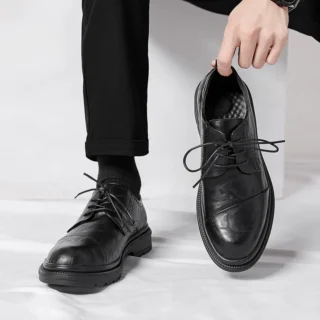 Fashion Business Male Oxfords Shoes Thick Bottom Men Leather Shoe Outdoor Men's Walking Shoes Lace-Up Men Casual Dress Footwear