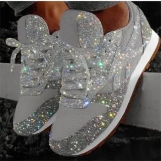Women's Shoes Trend 2023 Sneakers Glitter Women Vulcanized Shoes Female Height Increase Chunky Sneaker Running Sparkling Shoes
